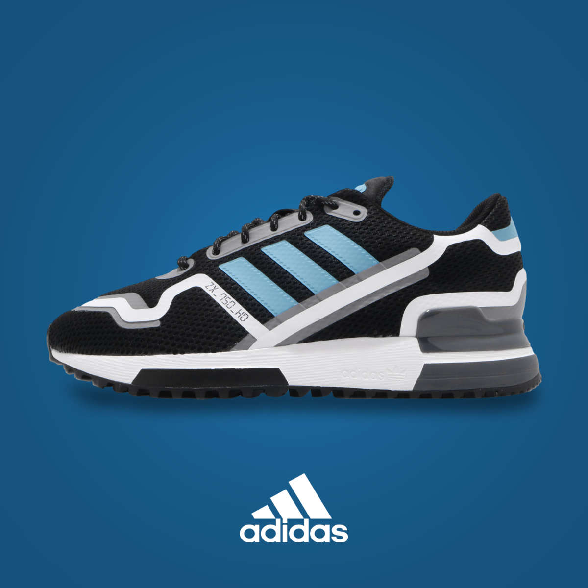adidas ZX 750 HD Core Black Bright Cyan | KicksOnFire