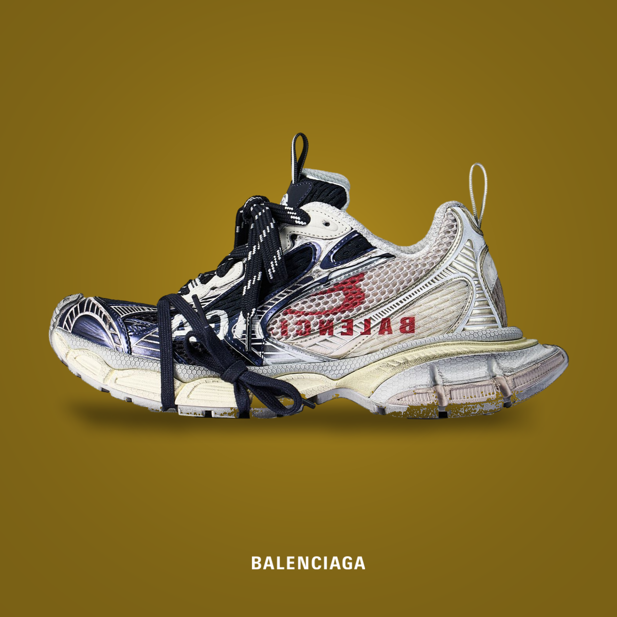 Balenciaga 3xl Split Logo Eggshell / Red | KicksOnFire