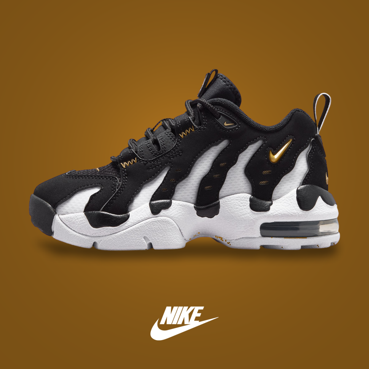 GS Nike Air DT Max 96 Low Black / Metallic Gold / White | KicksOnFire