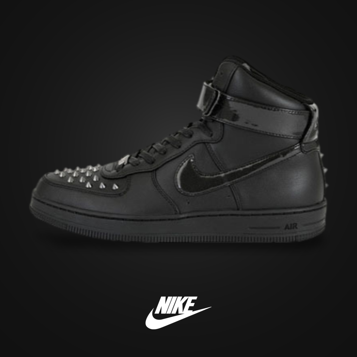 Nike Air Force 1 Downtown Hi Spike - Black / Black | KicksOnFire