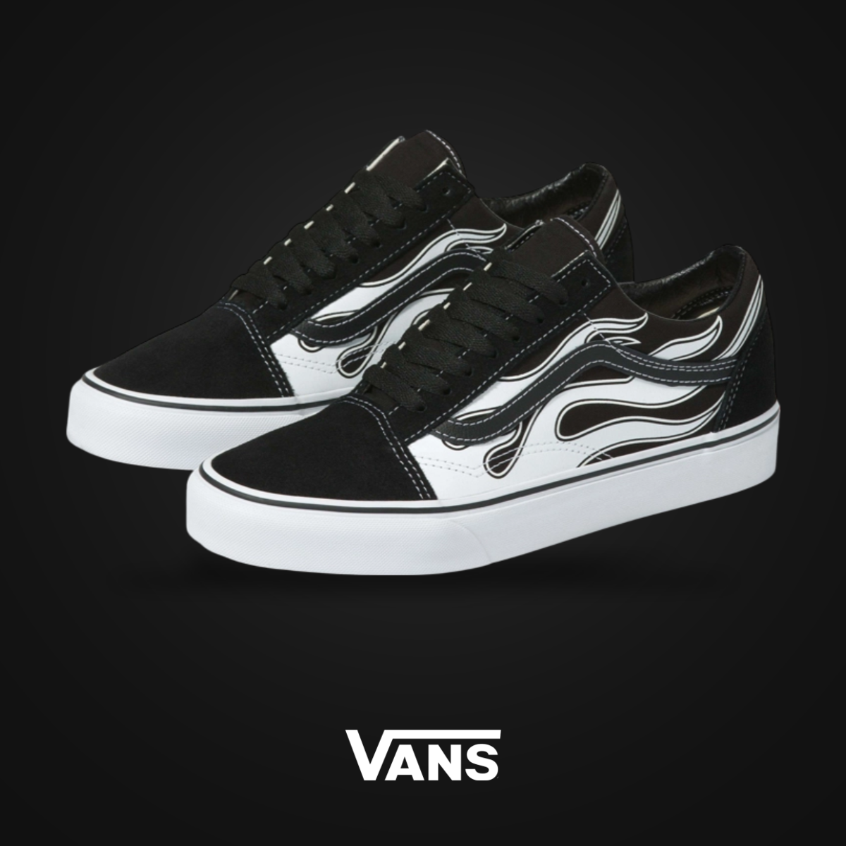 Vans Old Skool Flame Black / White | KicksOnFire